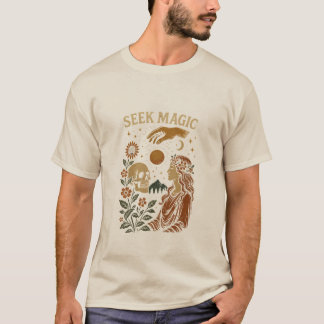 Suche Magie – Vintage-Mystik-Schädel- und Göttinne T-Shirt