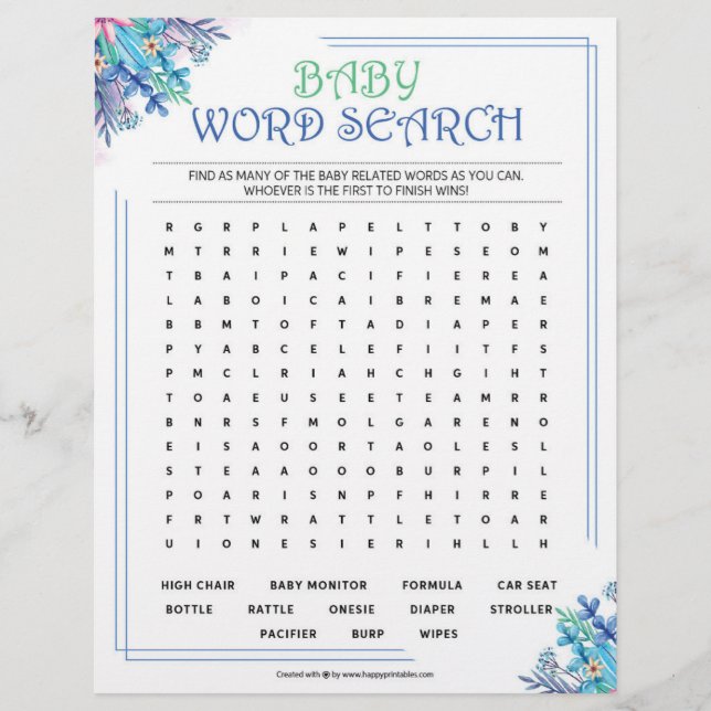 Suche nach Baby Word [Blauer Flor] Briefbogen (Vorderseite)
