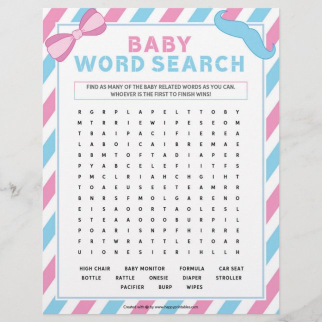 Suche nach Baby-Word [Gender-Überraschung] Briefbogen (Vorderseite)