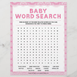Suche nach Baby Word [Luxus-Spitze [Rosa] Briefbogen