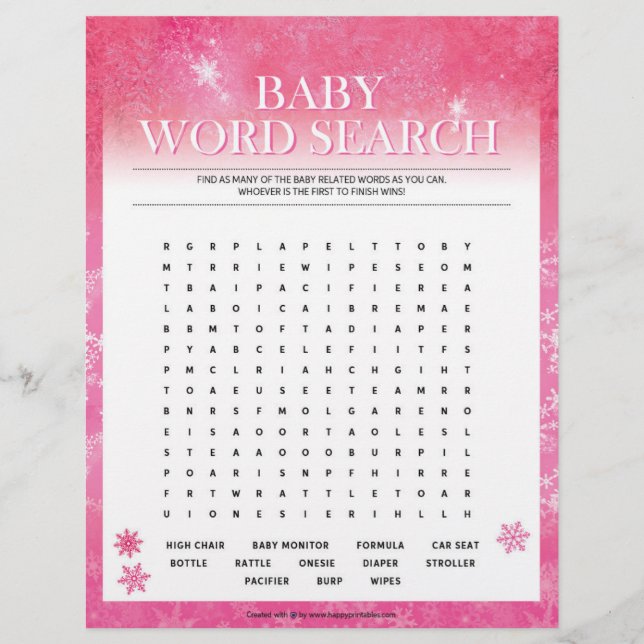 Suche nach Baby Word [Schneepinke] Briefbogen (Vorderseite)