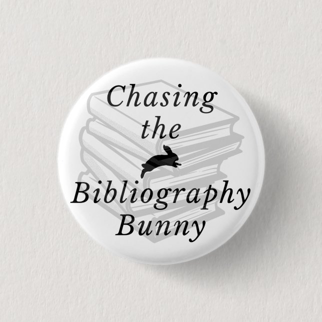 Suche nach dem Knopf Bibliografisches Bunny Button (Vorderseite)