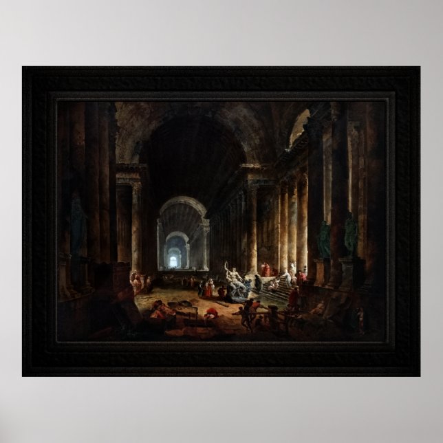 Suche nach dem Laocoon von Hubert Robert Poster (Vorne)