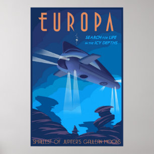 Suche nach dem Leben auf Jupiters Mond Europa Poster