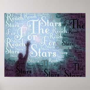Suche nach den Sternen typografische Wörter Poster