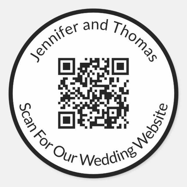 Suche nach der Website für Hochzeiten Schwarzweiß  Runder Aufkleber (Vorderseite)