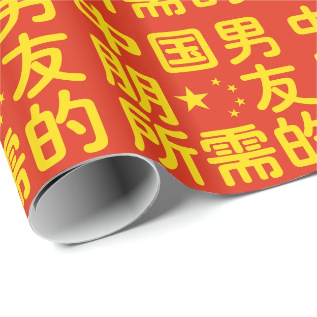 Suche nach einem chinesischen Freund ~ Hanzi Sprac Geschenkpapier (Rolleneckpunkt)