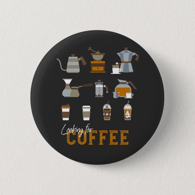 Suche nach köstlichen Kaffee-Drinks Button (Vorderseite)