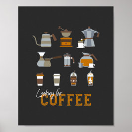 Suche nach köstlichen Kaffee-Drinks Poster