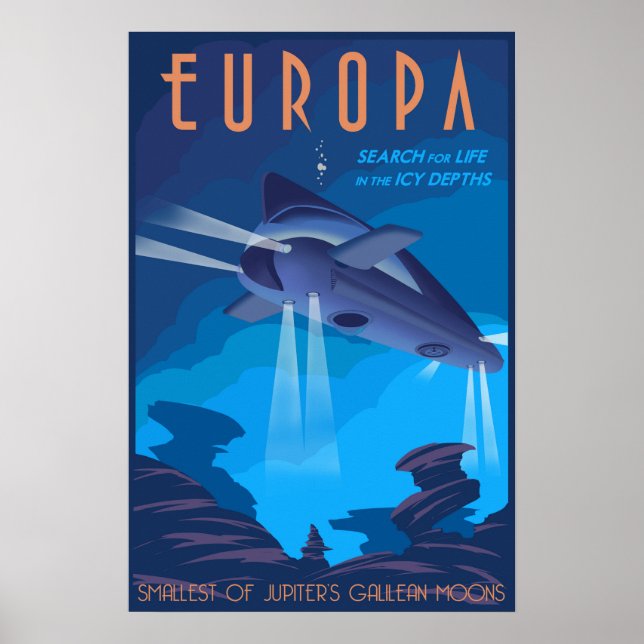 Suche nach Leben auf dem Jupitermond Europa Poster (Vorne)
