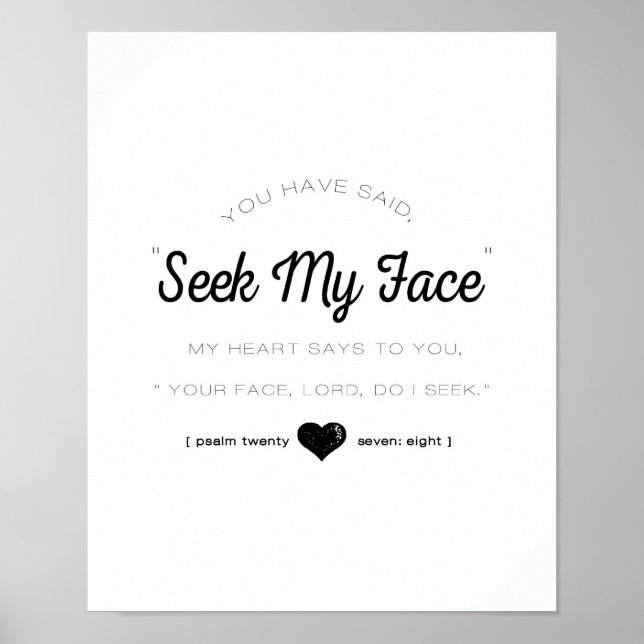 Suche nach meinem Gesicht, Psalm-Schrift Poster (Vorne)