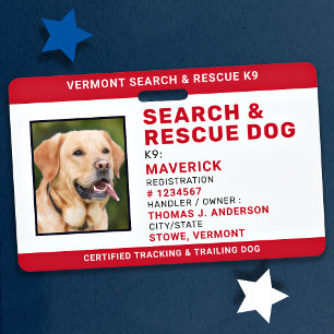 Suche Rettungshund ID SAR K9 Benutzerdefiniertes L Ausweis