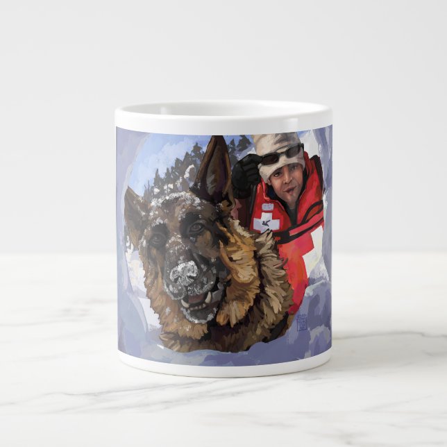 Suche und Rettung deutscher Schafe im Schnee Jumbo-Tasse (Vorderseite)