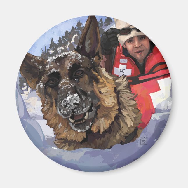 Suche und Rettung deutscher Schafe im Schnee Magnet (Vorne)
