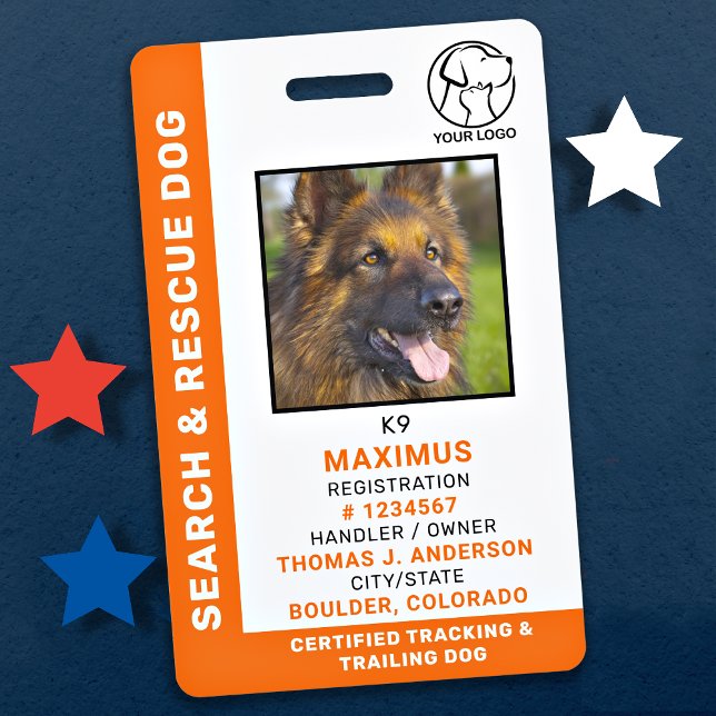 Suche und Rettung Hund-ID SAR K9 Logo-Foto Ausweis (Von Creator hochgeladen)