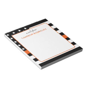 Suche und Rettung personalisierter Orange-Linien Notizblock