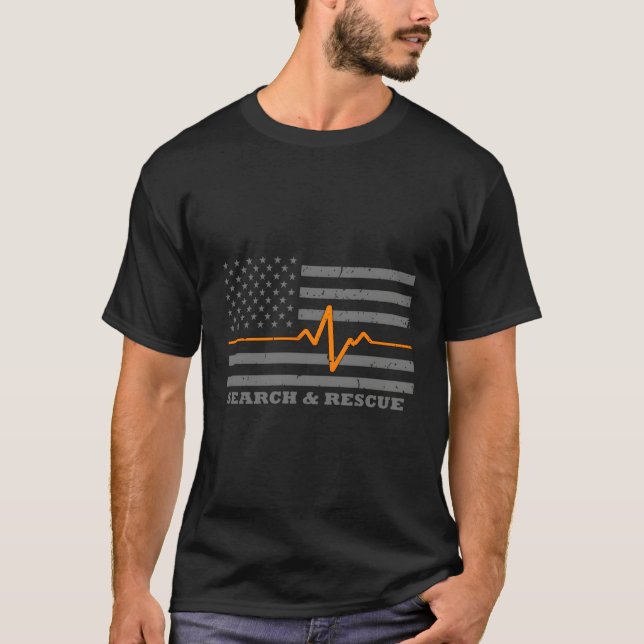 Suche und Rettung von Thin Orange Line-Flaggen T-Shirt (Vorderseite)