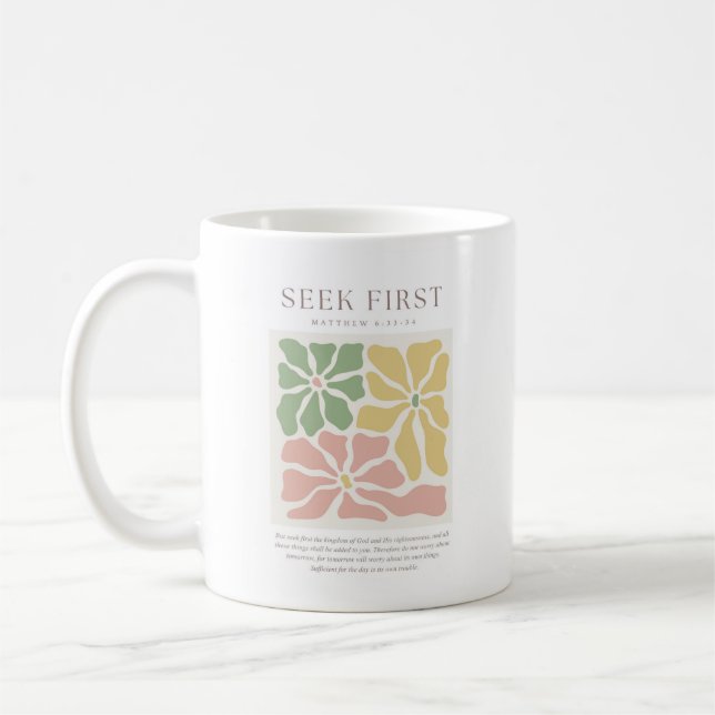 Suche zuerst Matthäus 6:33 Kaffeetasse (Links)