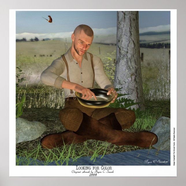 "Suchen nach Farbe" Gold Prospector 3D Art Panning Poster (Vorne)