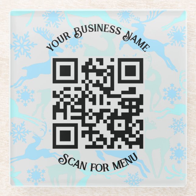 Suchen nach Menu QRcode mit Personalisierung LGrey Glasuntersetzer (Vorderseite)