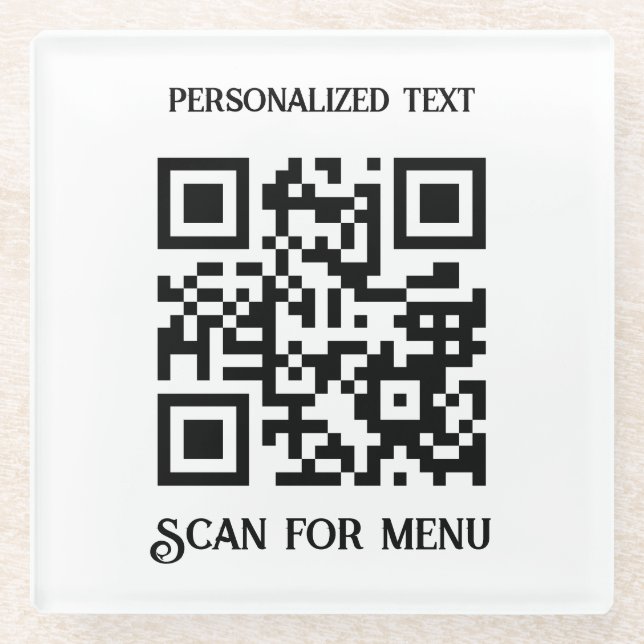 Suchen nach Menu QRcode mit Personalisierung No BG Glasuntersetzer (Vorderseite)