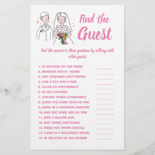 Suchen Sie die Gast-, Brautparty Game Card Rosa Li Flyer