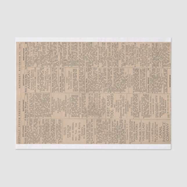 Suchen Sie einen Job? Ist gerade ein Job gelandet? Seidenpapier (Vorderseite)