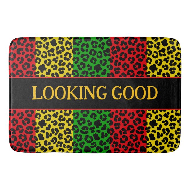 Suchen Sie gute Zitate Rasta Leopard Print Badematte (Vorderseite)
