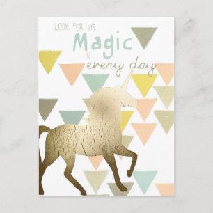 Suchen Sie nach dem Magic Everyday Gold Unicorn Postkarte