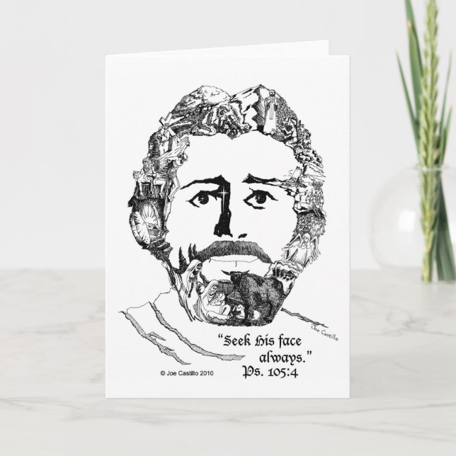 "Suchen Sie sein Gesicht immer" Ps. 105:4 Karte (Vorderseite)