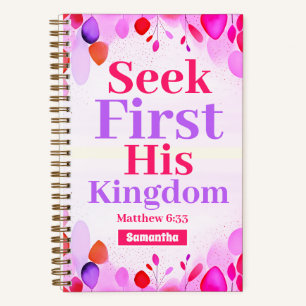 Suchen Sie zuerst sein Königreich Boho Christlich Notizbuch