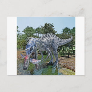 Suchomimus Dinosaurier aß einen Hai in einem Sumpf Postkarte