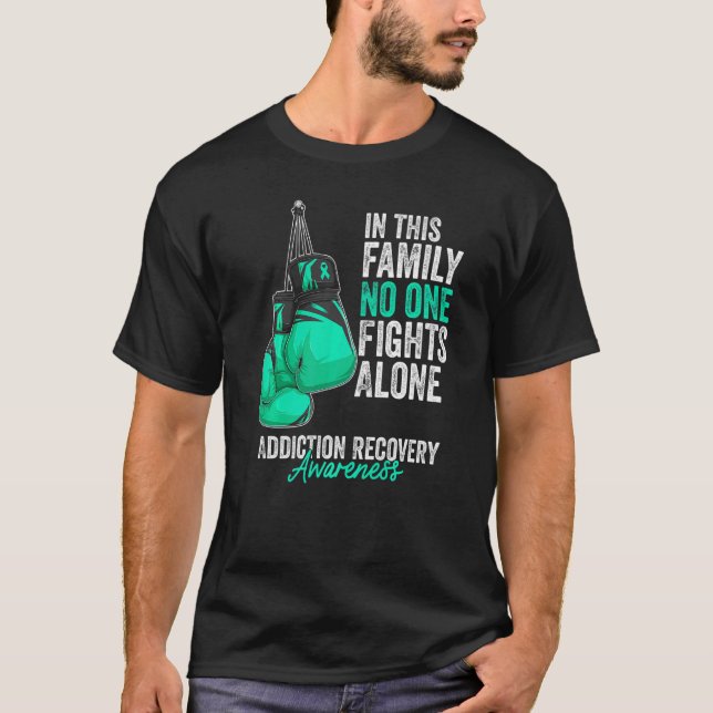 Sucht Recovery Awareness Month Gloves Teal Rib T-Shirt (Vorderseite)