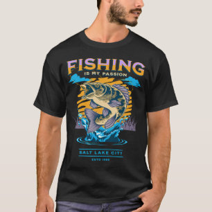 Süchtig nach Angeln Vintage-Design T-Shirt