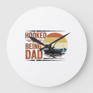 Süchtig Nach Dem Dad Vintage Fishing Shirt Design_ Große Wanduhr