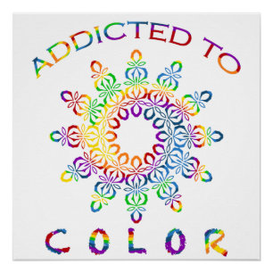 Süchtig nach Farbe Regenbogen-Mandala-Design Poster