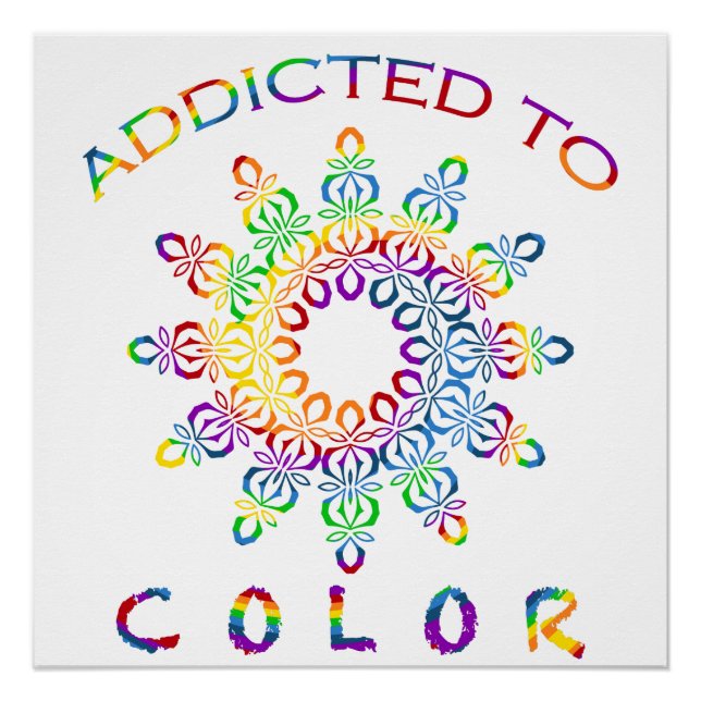 Süchtig nach Farbe Regenbogen-Mandala-Design Poster (Vorderseite)