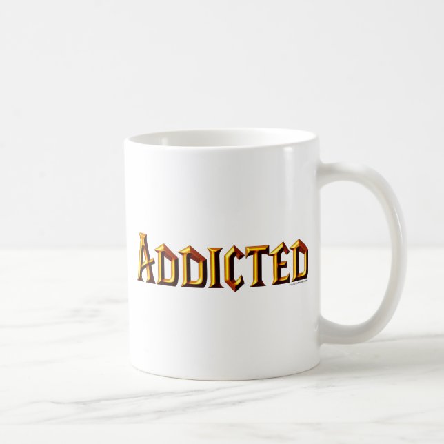 Süchtig (wow-Schriftart) Kaffeetasse (Rechts)