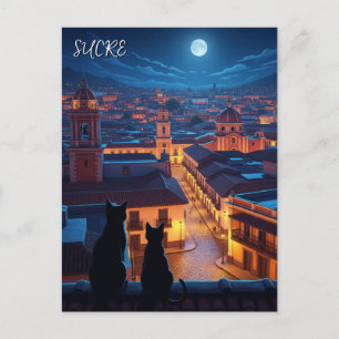 Sucre Bolivia Katzen Nacht Postkarte