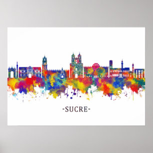 Sucre Bolivia Skyline Poster
