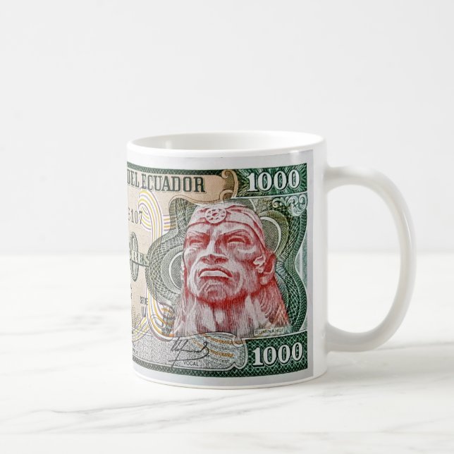Sucre Ecuadors 1000 Ruminahui Banknoten-Tasse Kaffeetasse (Rechts)