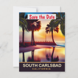 Süd-Carlsbad, Kalifornien, Reise-Postkarte, Save The Date