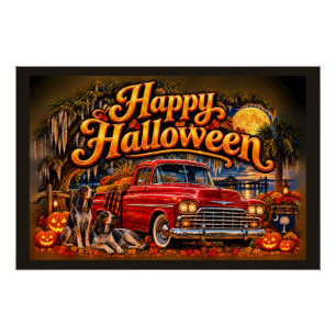 Süd-Carolina-Halloween-Hound-Hunde 1950er Jahre LK Poster