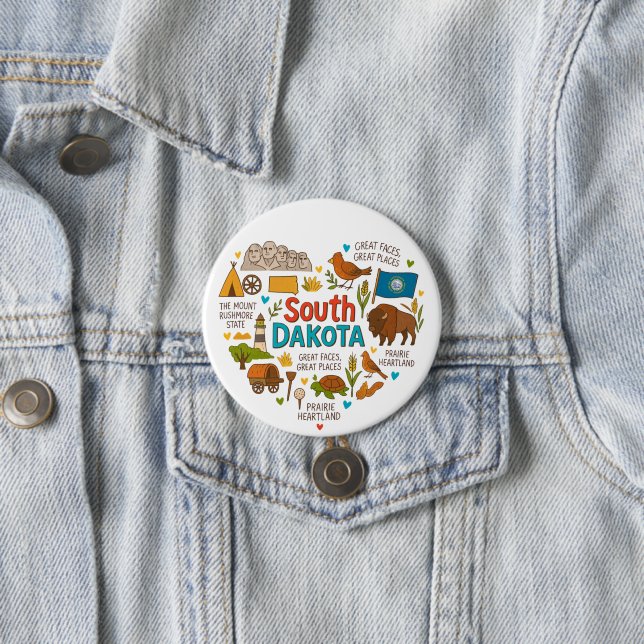 Süd-Dakota Retro-Reise-Ikonen mit Charme Button (Beispiel)