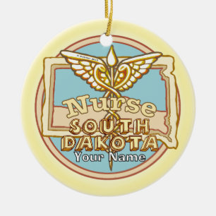 Süd-Dakota-Schwester Caduceus Keramik Ornament