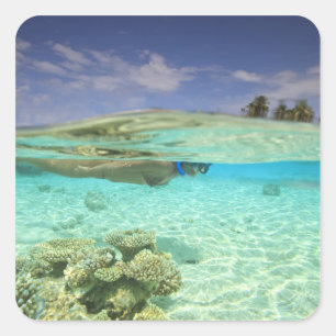 Süd-Huvadhoo-Atoll, südliche Malediven, Indischer  Quadratischer Aufkleber