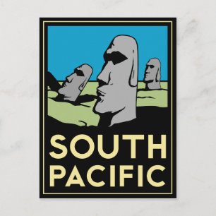 Süd-Pazifik Art Deco Reiseplakat Postkarte
