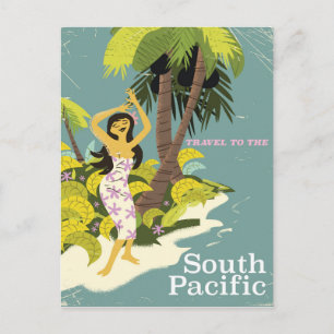 Süd-Pazifik Vintage-Reiseposter Postkarte