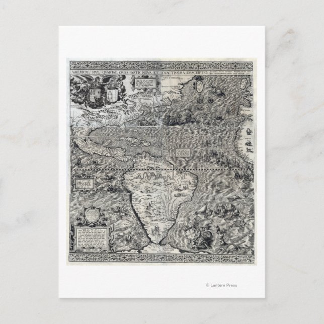 Süd- und Teil Nordamerikas - Panorama Postkarte (Vorderseite)