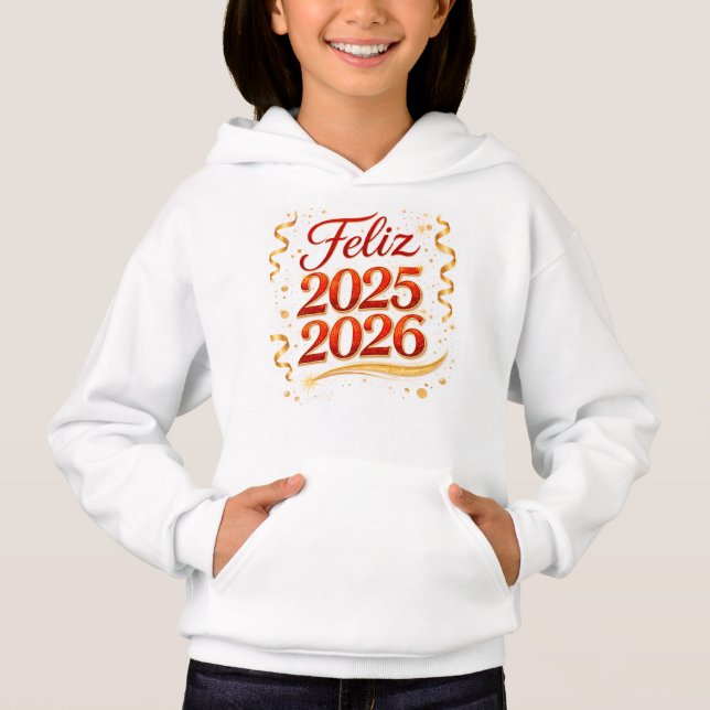 Sudadera con Capucha para Niña – Diseño “Feliz 202 Hoodie (Vorderseite)